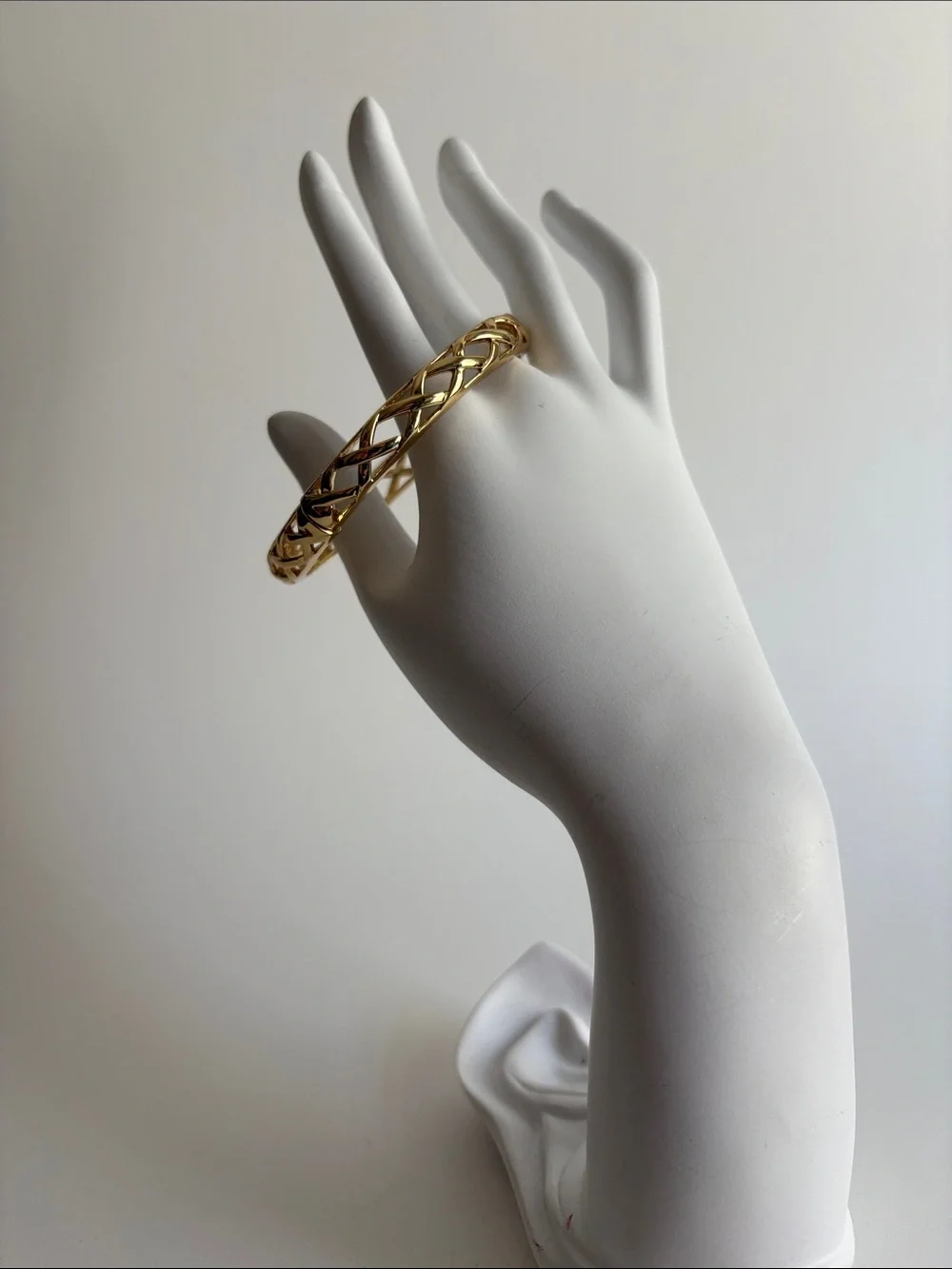 Gold Lattice Openwork Bangle Bracelet - Women's Jewelry